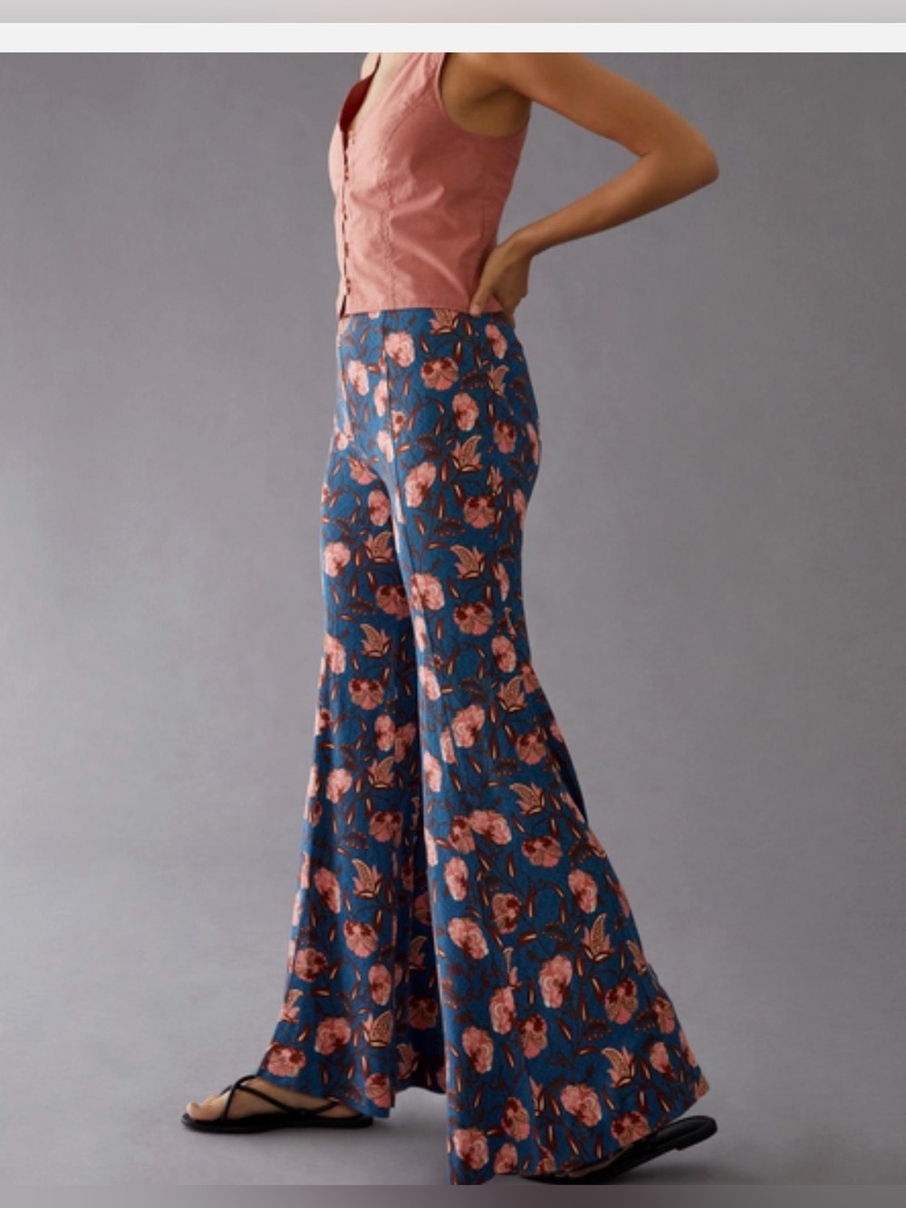 Anthropologie Drapey Flare Pants Bell Bottom Floral Flared New Flares size 8